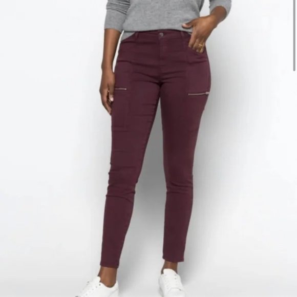 Pistola Hannah Faux Zip Pocket Skinny Cargo Jeans Pants In Purple Rose 27 EUC - Picture 3 of 10